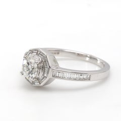 18 Karat White Gold Round Brilliant Diamond Halo Engagement Ring EGL Certified