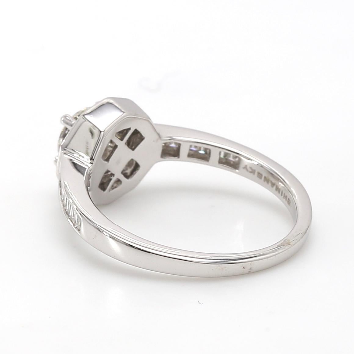 Round Cut 18 Karat White Gold Round Brilliant Diamond Halo Engagement Ring EGL Certified For Sale