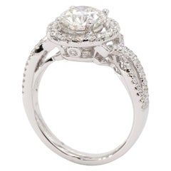 18 Karat White Gold Round Brilliant Diamond Halo Engagement Ring EGL Certified