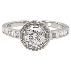 18 Karat White Gold Round Brilliant Diamond Halo Engagement Ring EGL Certified
