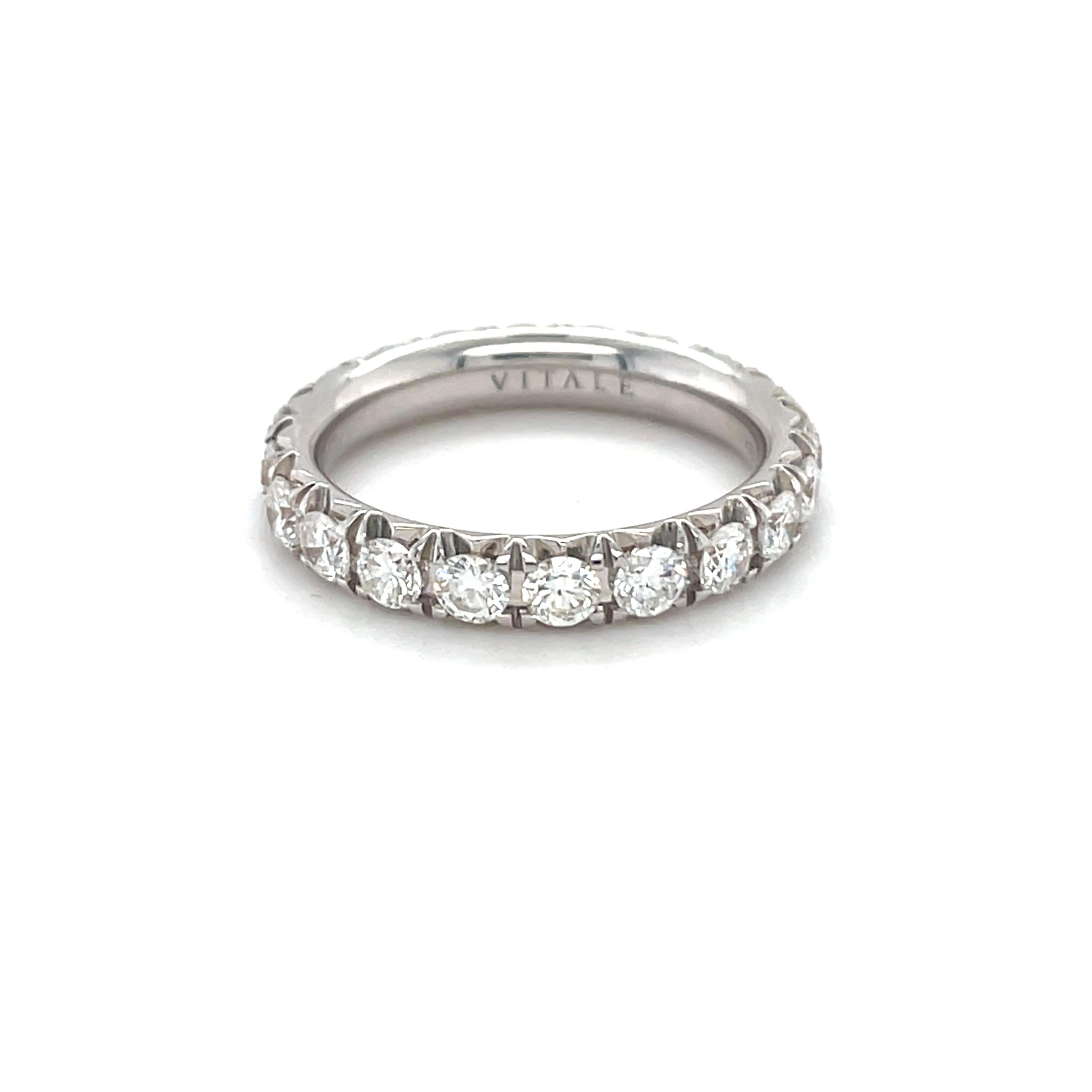 Women's 18 Karat White Gold Round Diamond Band Ring For Sale