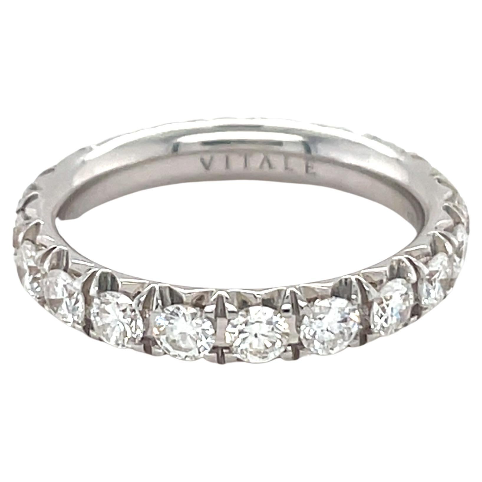18 Karat White Gold Round Diamond Band Ring For Sale