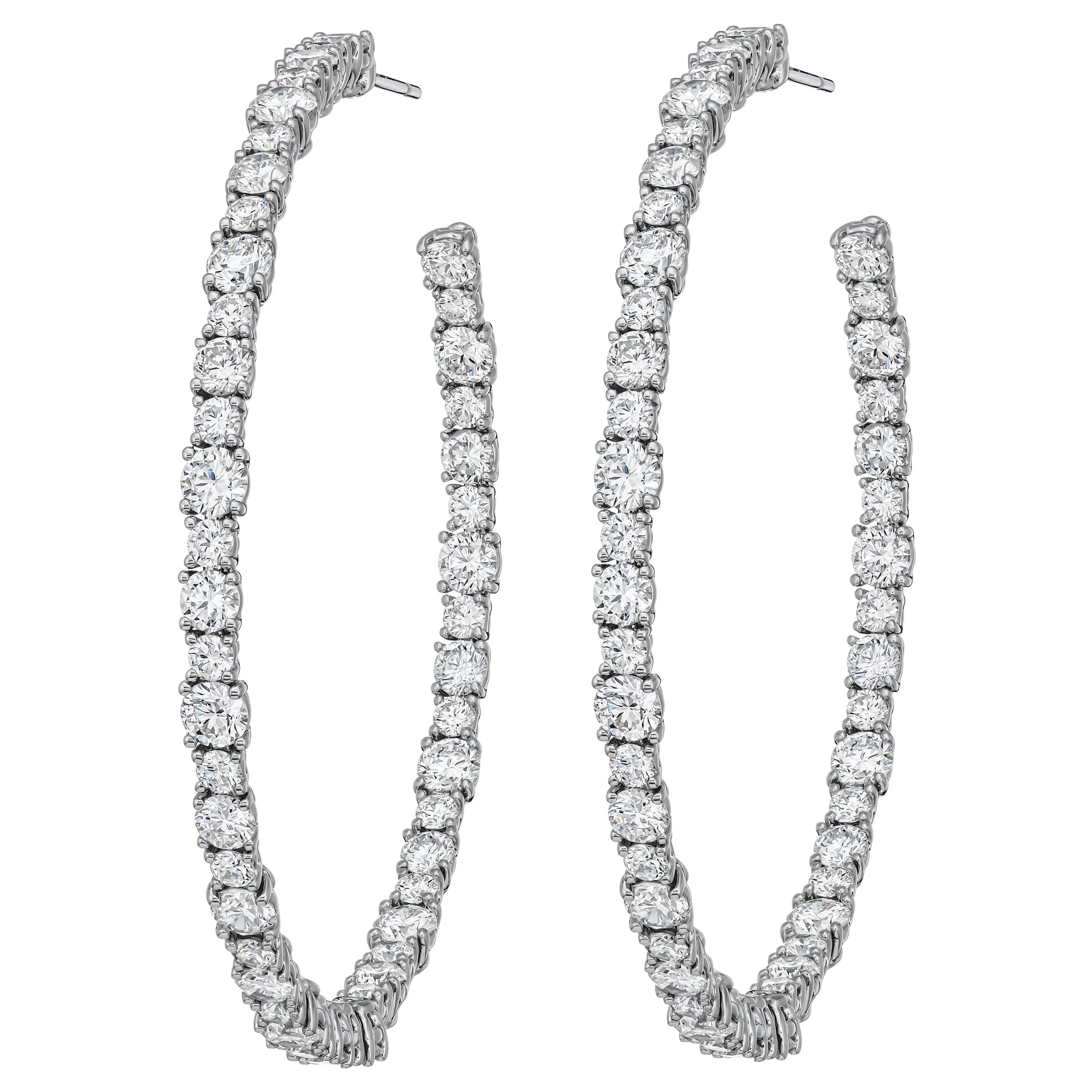 AS29 18 Karat White Gold Round Diamond Large Hoop Earrings