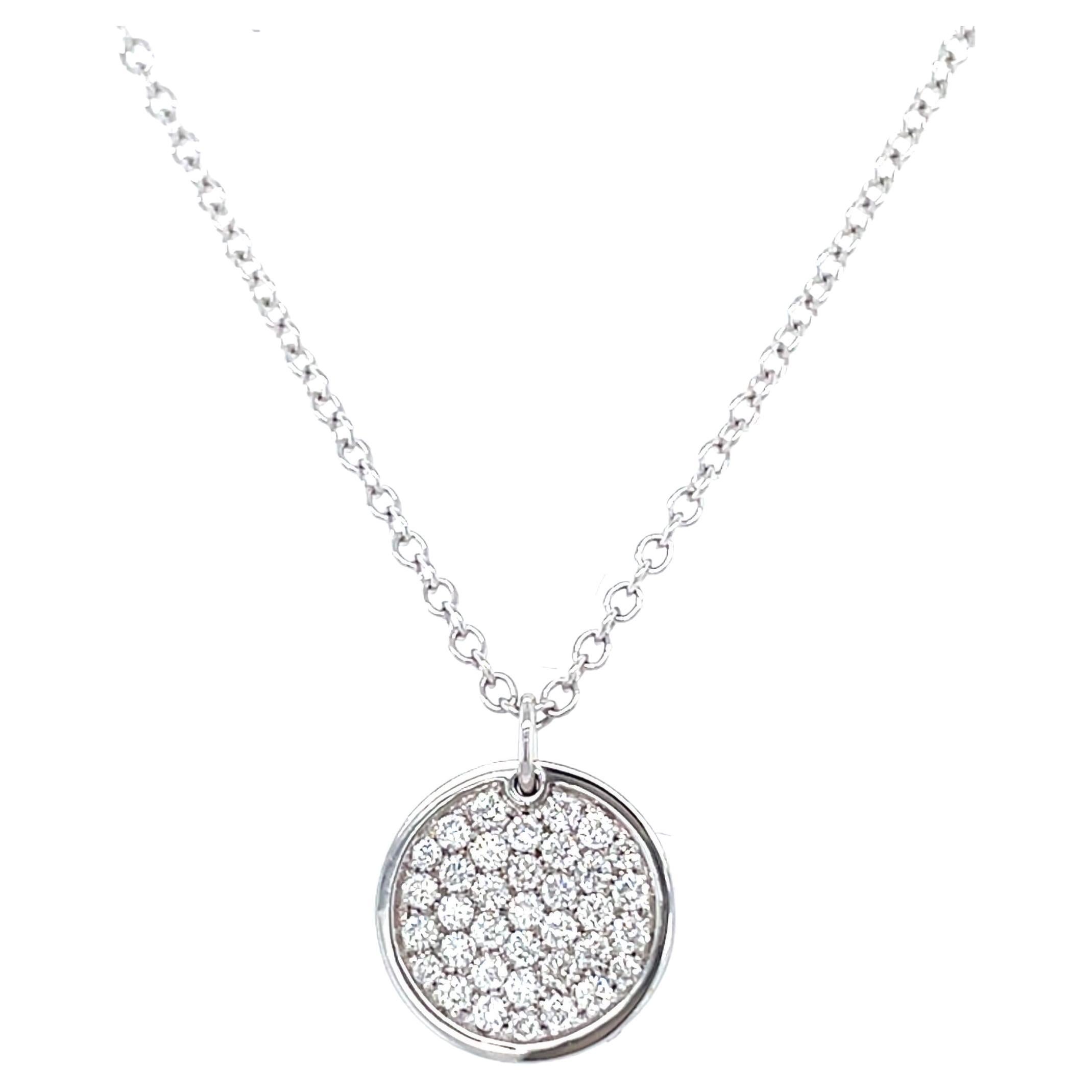 18 Karat White Gold Round Diamond Pendant