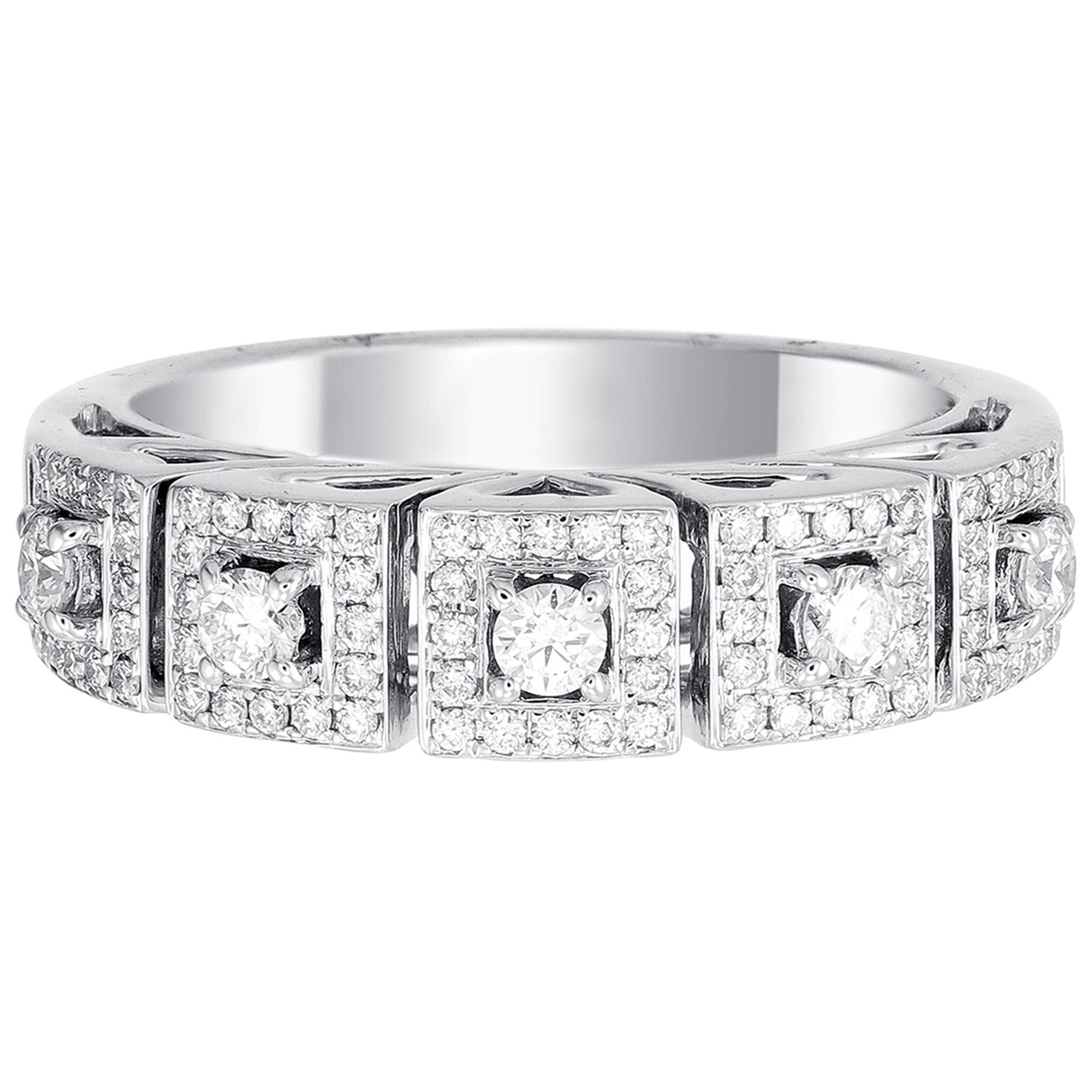 18 Karat White Gold Round Diamond Wedding Ring