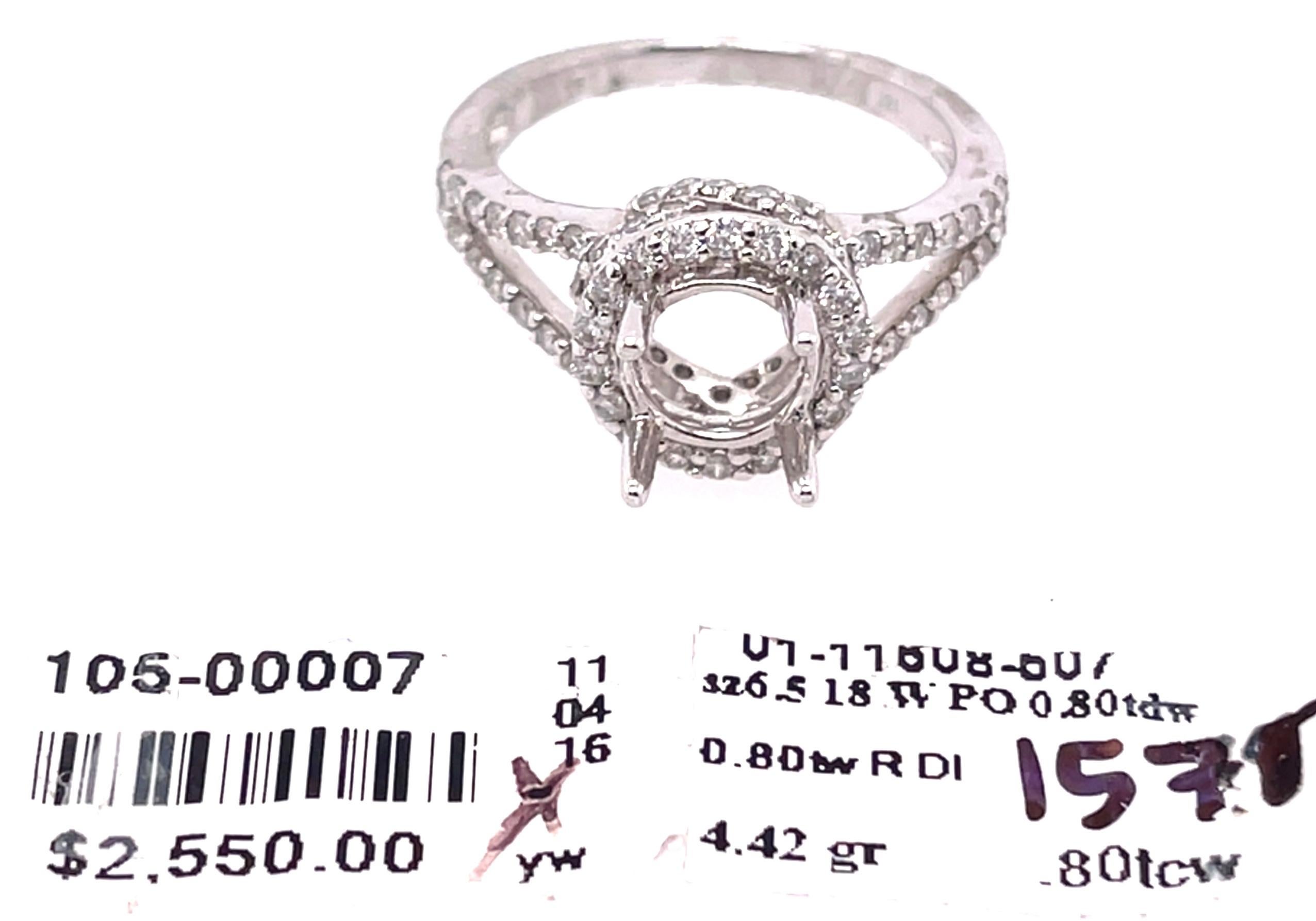 18 Karat White Gold Round Engagement Ring Setting Diamond Halo and Two Row Band For Sale 4