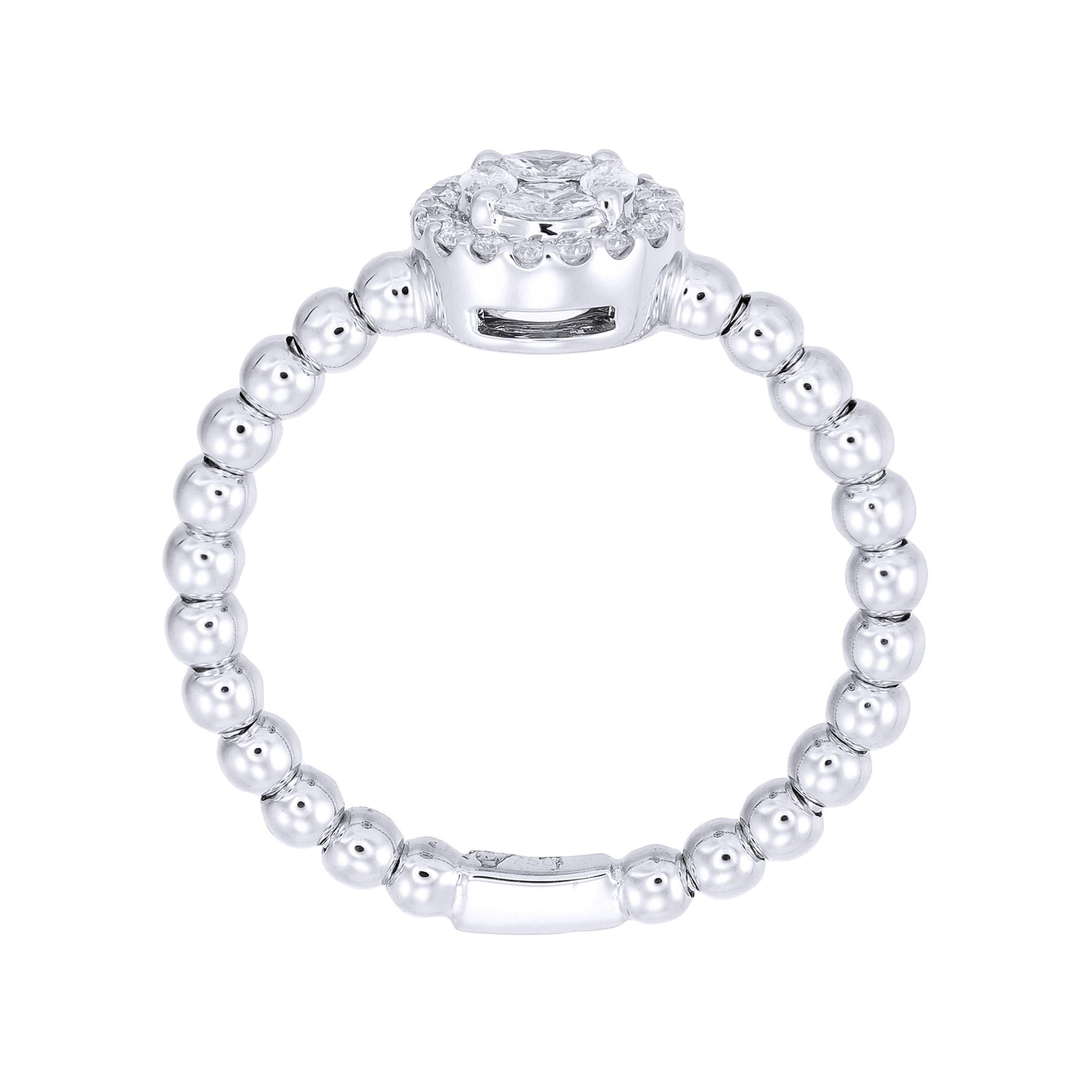 Romantic 18 Karat White Gold Round Illusion Diamond Cocktail Ring