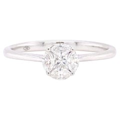 18 Karat White Gold Round Illusion Diamond Engagement Ring