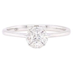 18 Karat White Gold Round Illusion Diamond Engagement Ring
