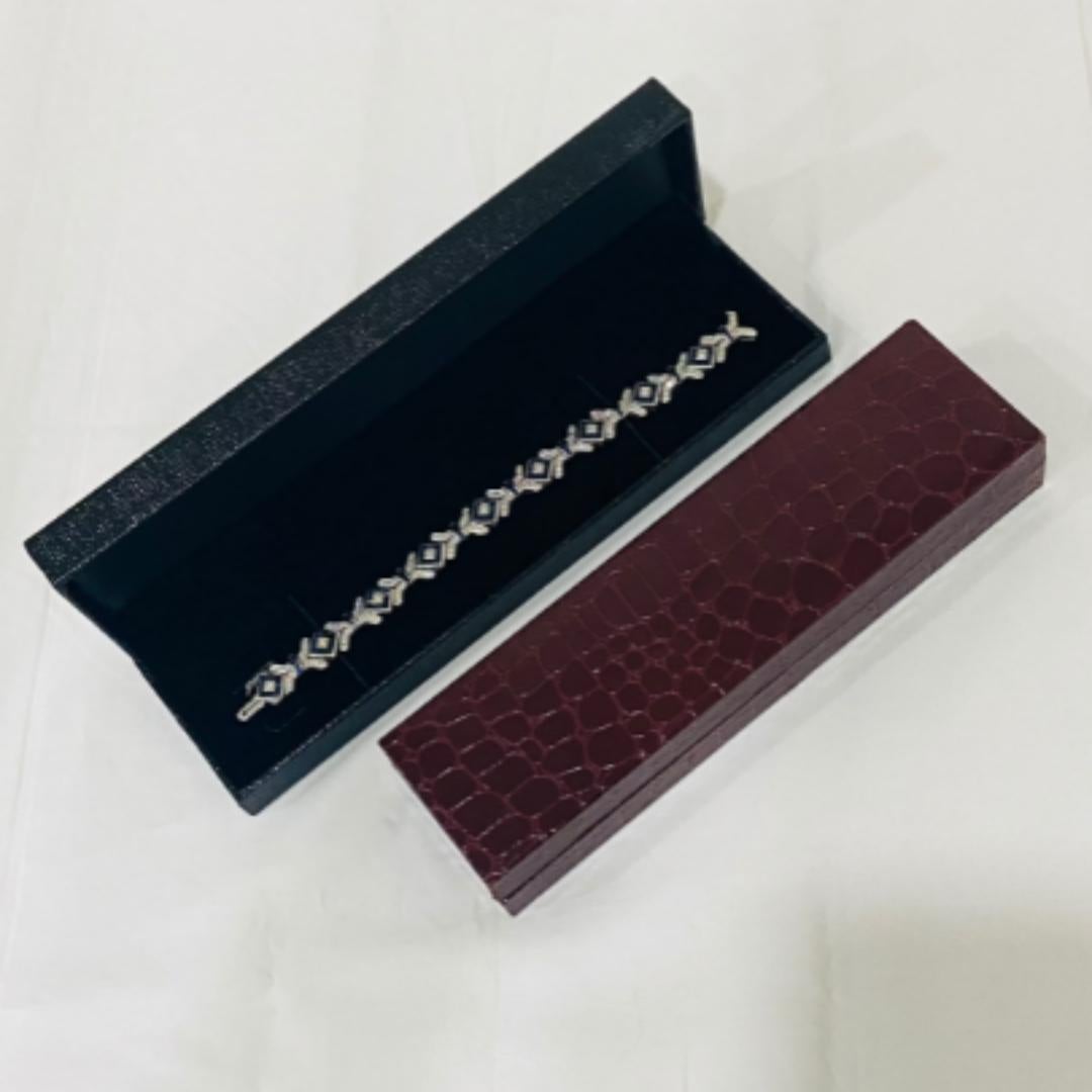 Round Cut 18kt Solid White Gold Genuine Multi Sapphire Tennis Bracelet For Women