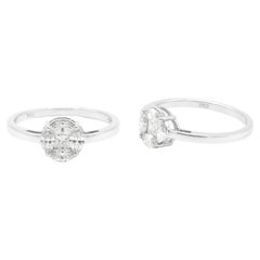 18 Karat White Gold Round Pie-Cut "Illusion" Diamond Solitaire Ring