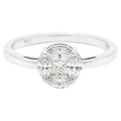 18 Karat White Gold Round Pie-Cut "Illusion" Diamond Solitaire Ring