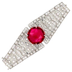 18 Karat White Gold Rubellite and Diamond Convertible Ring Bracelet