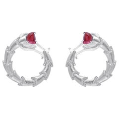 18 Karat White Gold Rubellite and Diamond Earrings 18 Karat White Gold Rubellite and Diamond Earrings