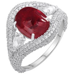 18 Karat White Gold Rubellite and Diamond Ring