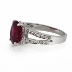 18 Karat White Gold Rubellite Tourmaline and Diamond Ring