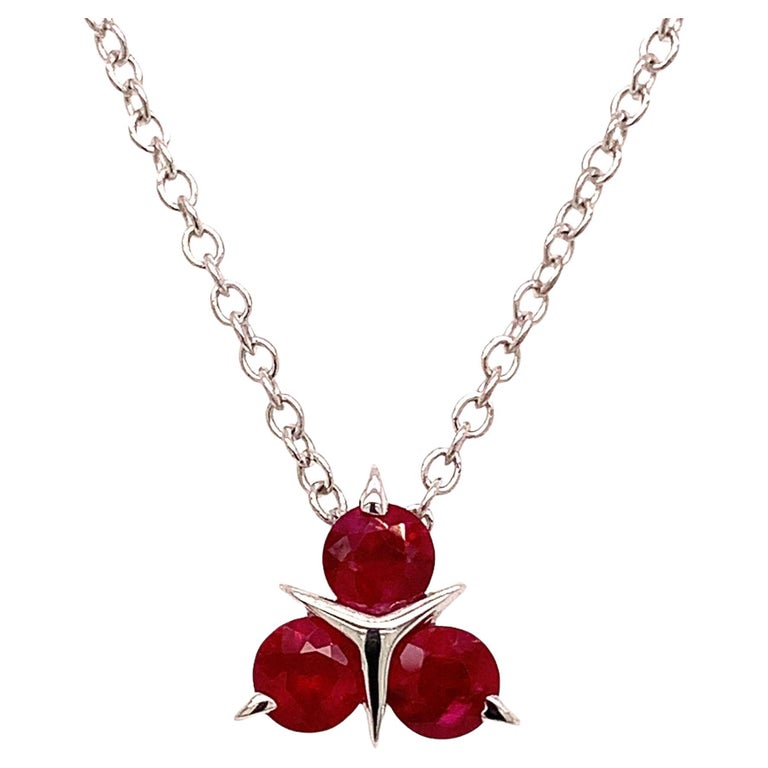 18 Karat White Gold Rubies Garavelli Pendant with Chain For Sale