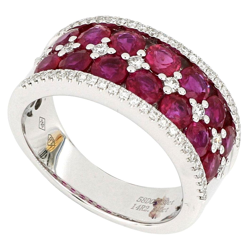 18 Karat White Gold Ruby and Diamond Band Ring