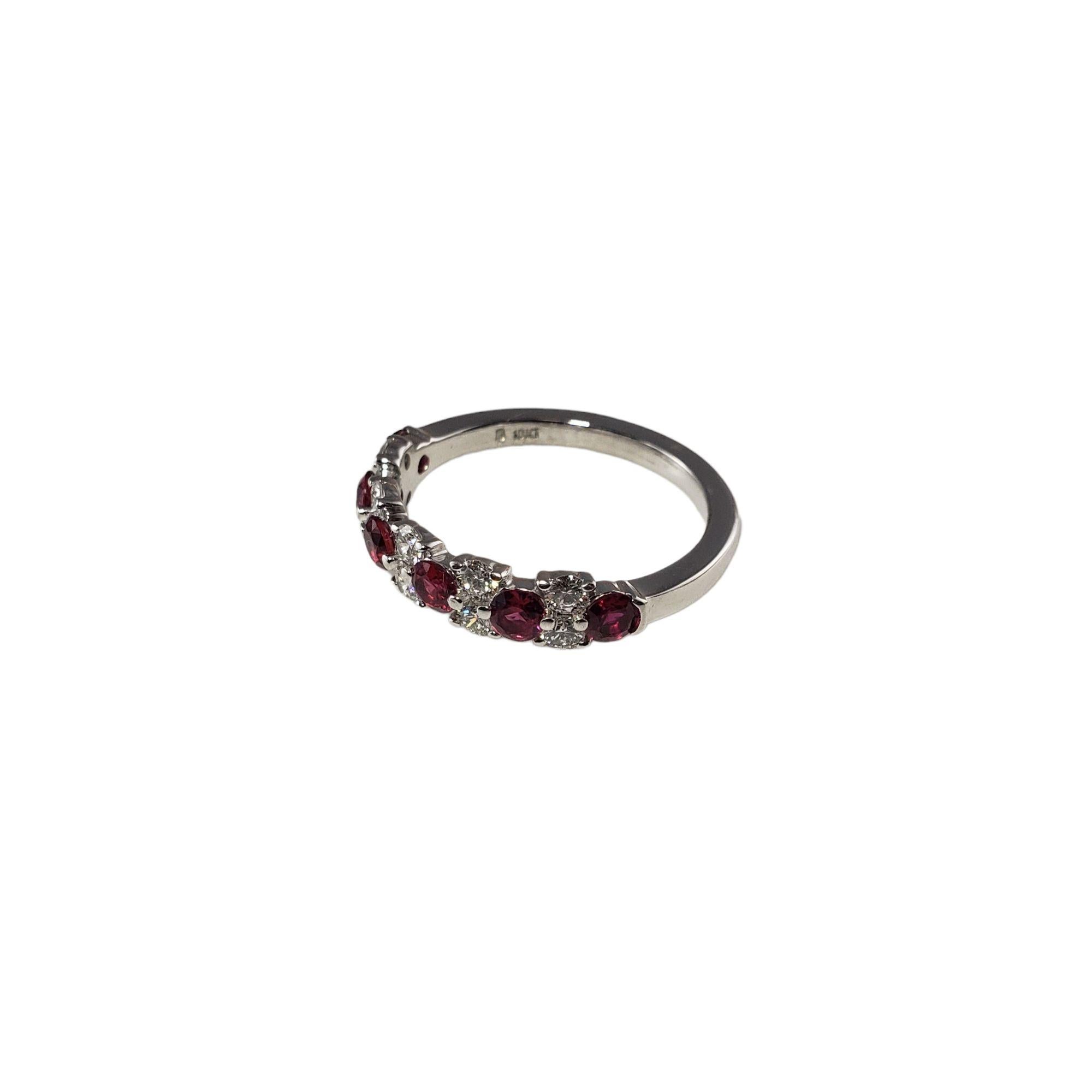 18 Karat White Gold Ruby and Diamond Band Ring Size 6 #14833 In Good Condition For Sale In Washington Depot, CT