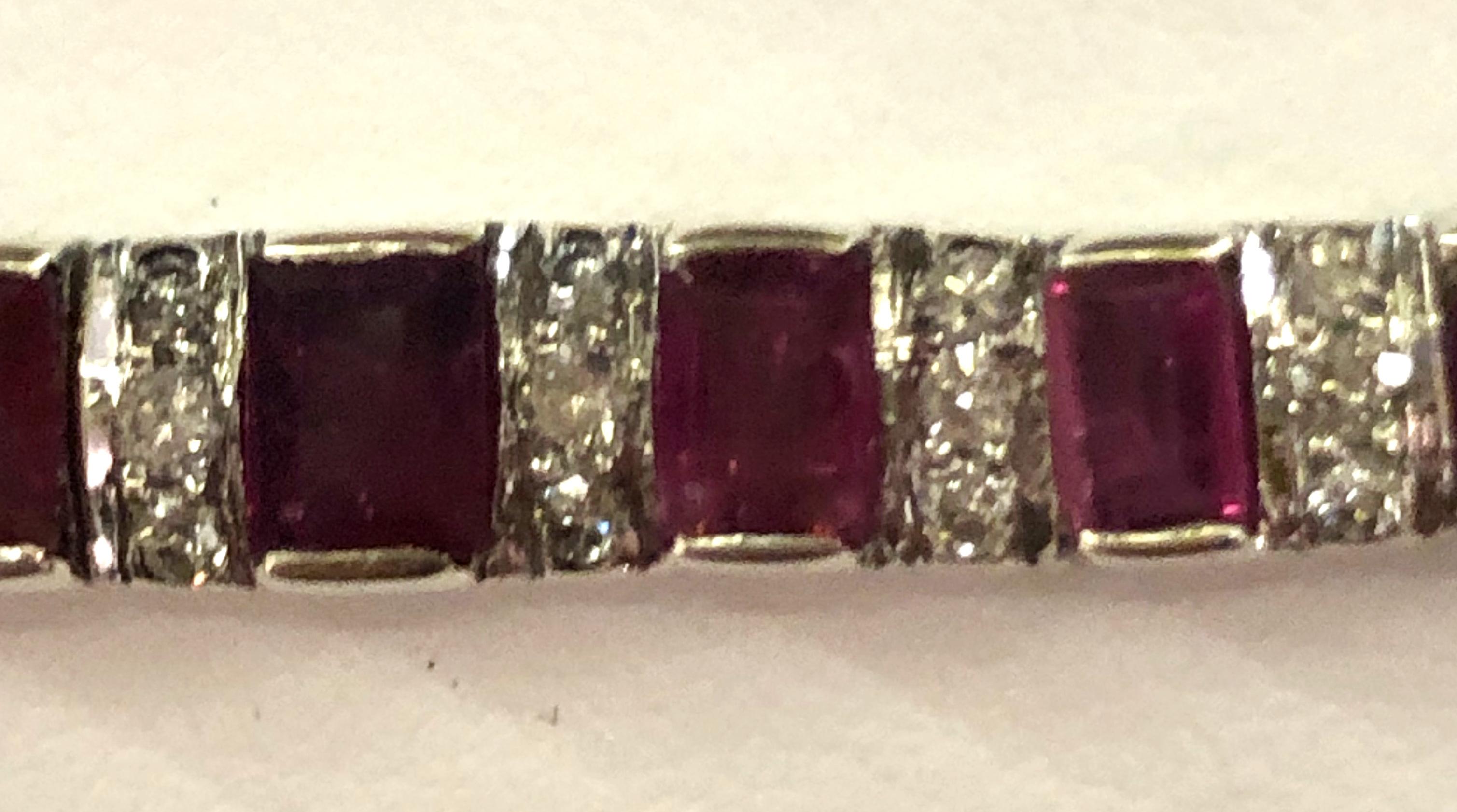 18 Karat White Gold Ruby and Diamond Bracelet In Good Condition In Palm Springs, CA