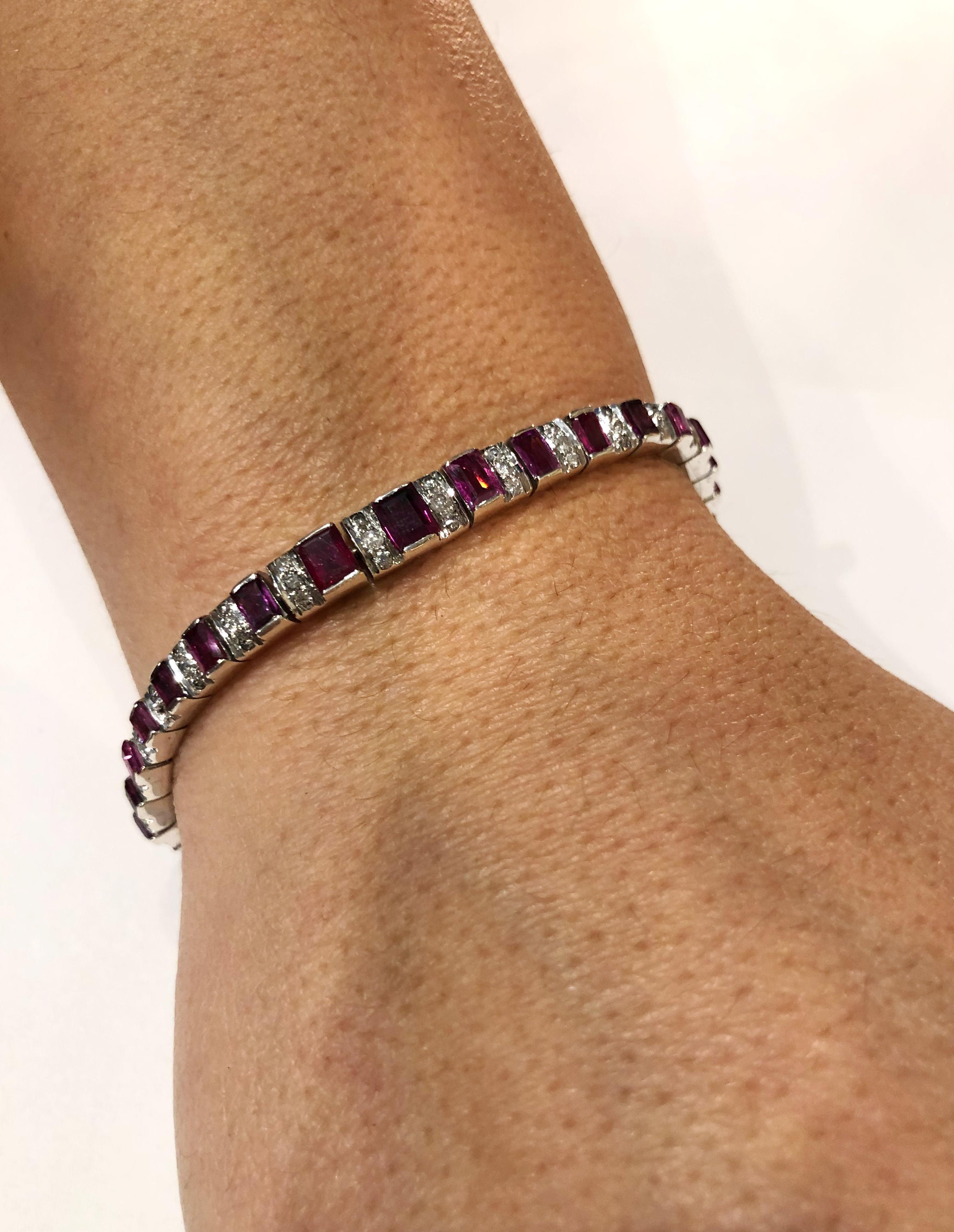 18 Karat White Gold Ruby and Diamond Bracelet 1