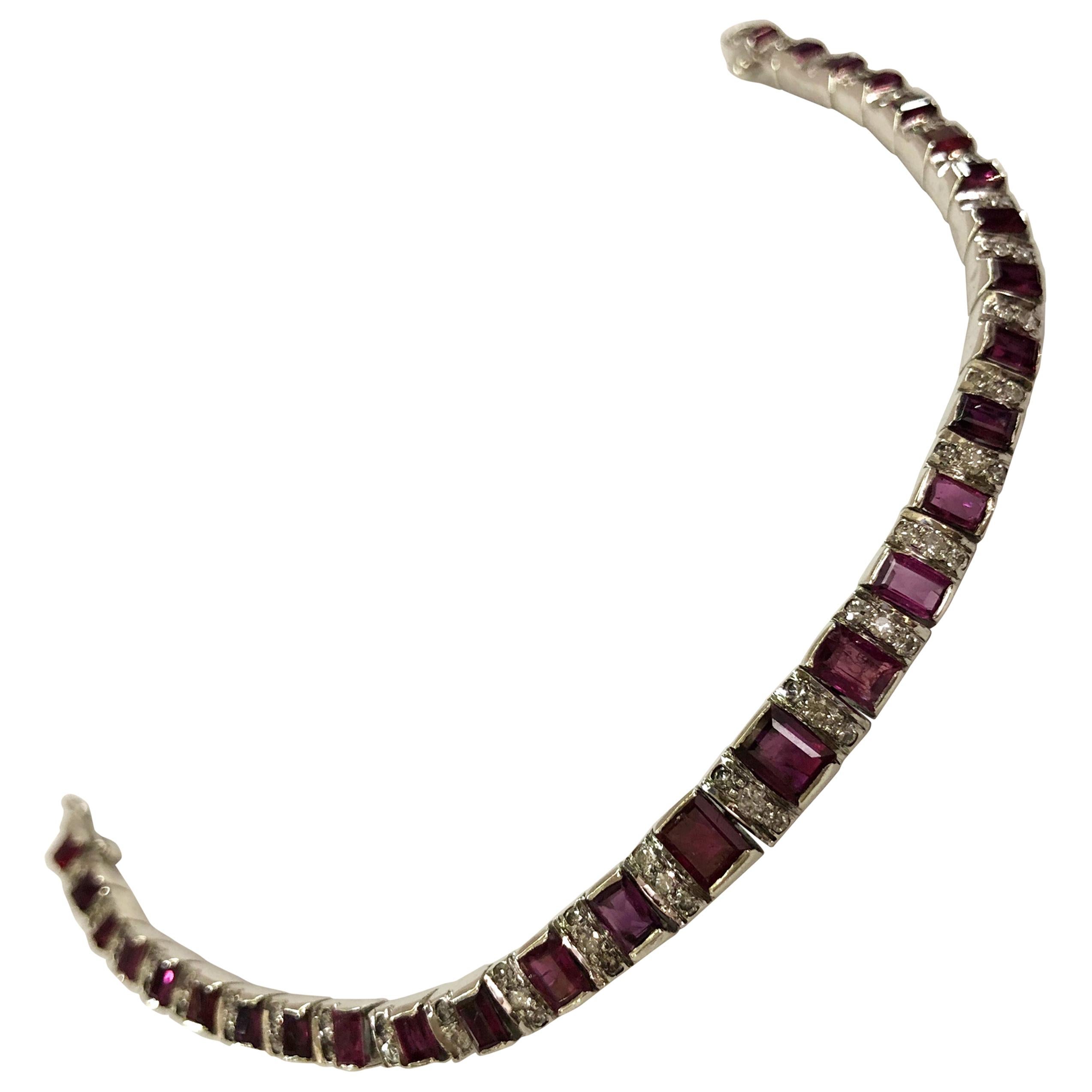 18 Karat White Gold Ruby and Diamond Bracelet