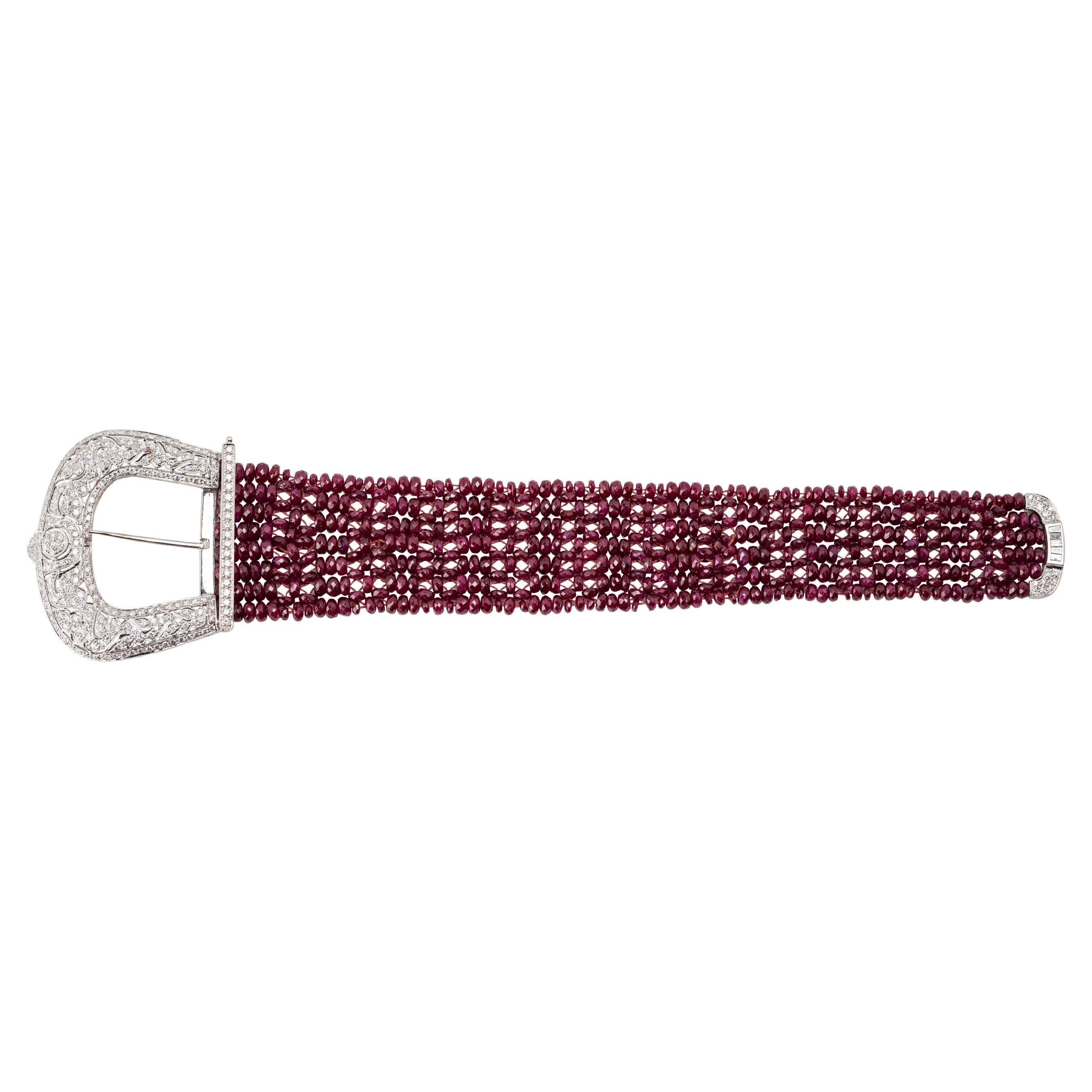 Armband aus 18 Karat Weißgold, Rubin und Diamant