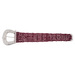 18 Karat White Gold, Ruby and Diamond Bracelet