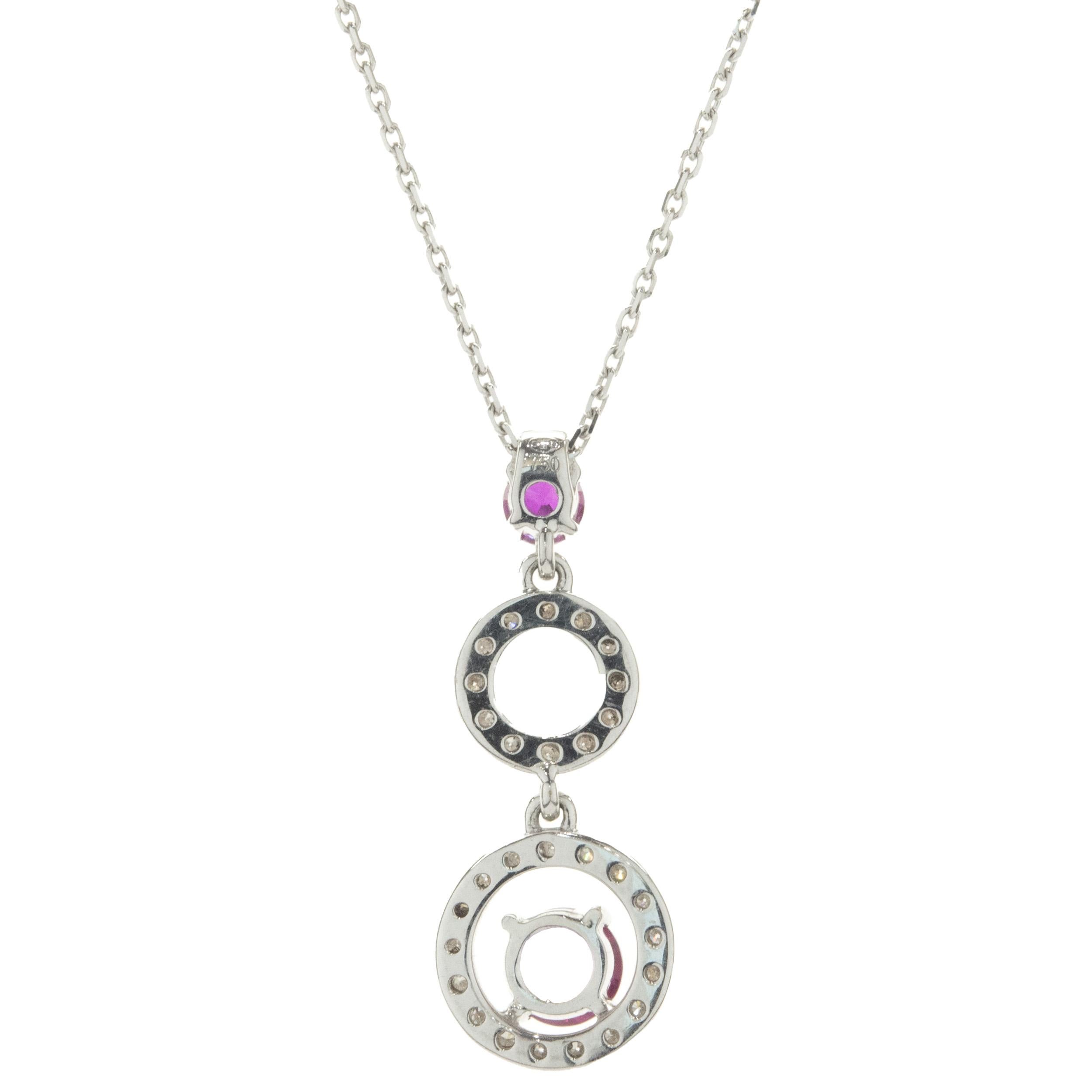 Designer: custom 
Material: 18K white gold
Diamond:  round brilliant cut = 0.45cttw
Color: G
Clarity: SI1
Dimensions: necklace measures 18-inches long 
Weight: 4.23 grams