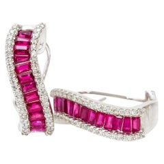 18 Karat White Gold, Ruby and Diamond Clip Earrings