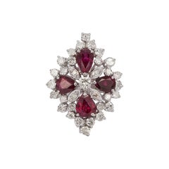 18 Karat White Gold Ruby and Diamond Cocktail Fashion Ring