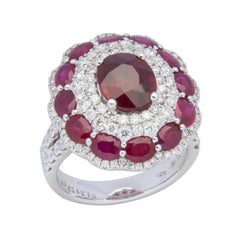 18 Karat White Gold Ruby and Diamond Cocktail Ring