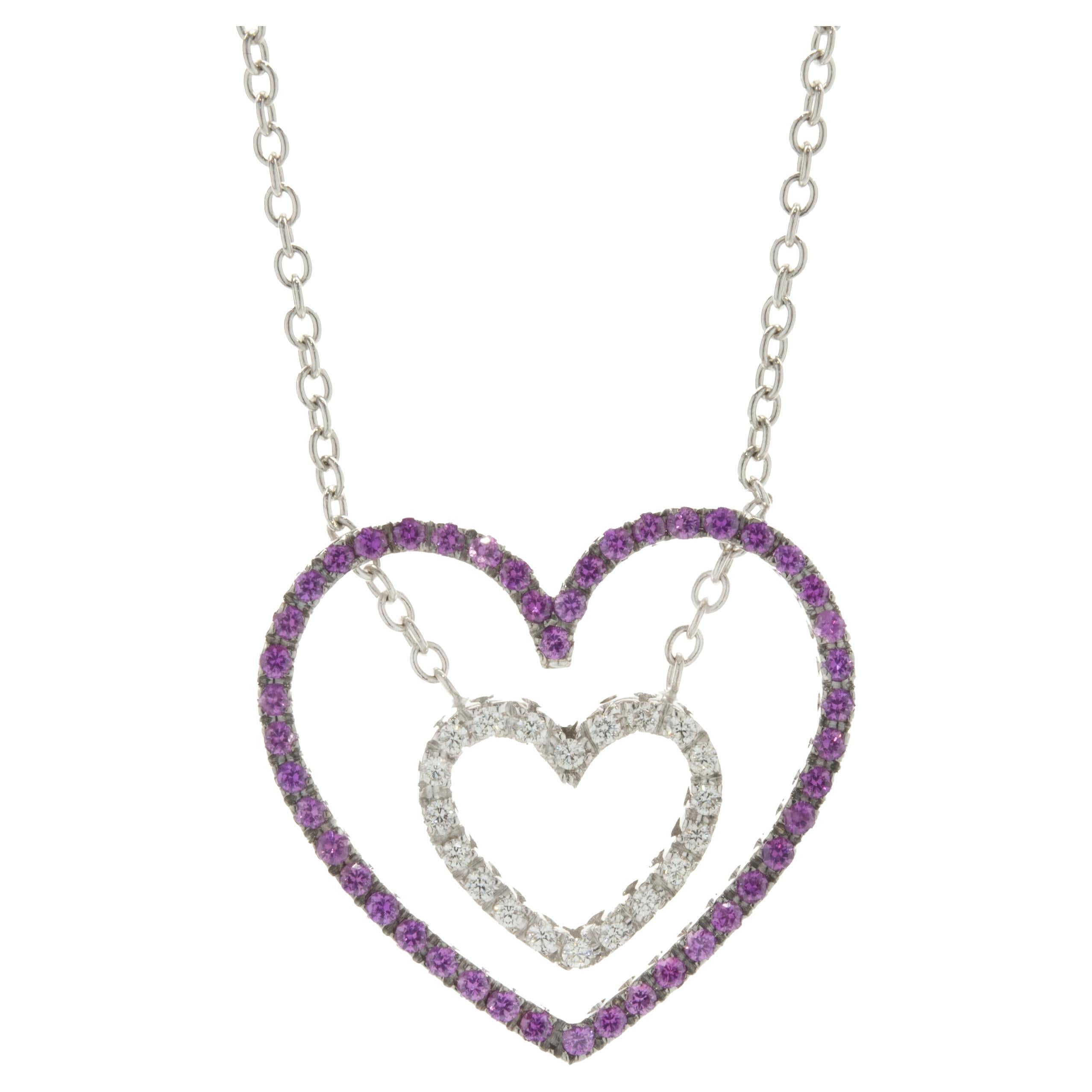 White gold double heart necklace Outlet