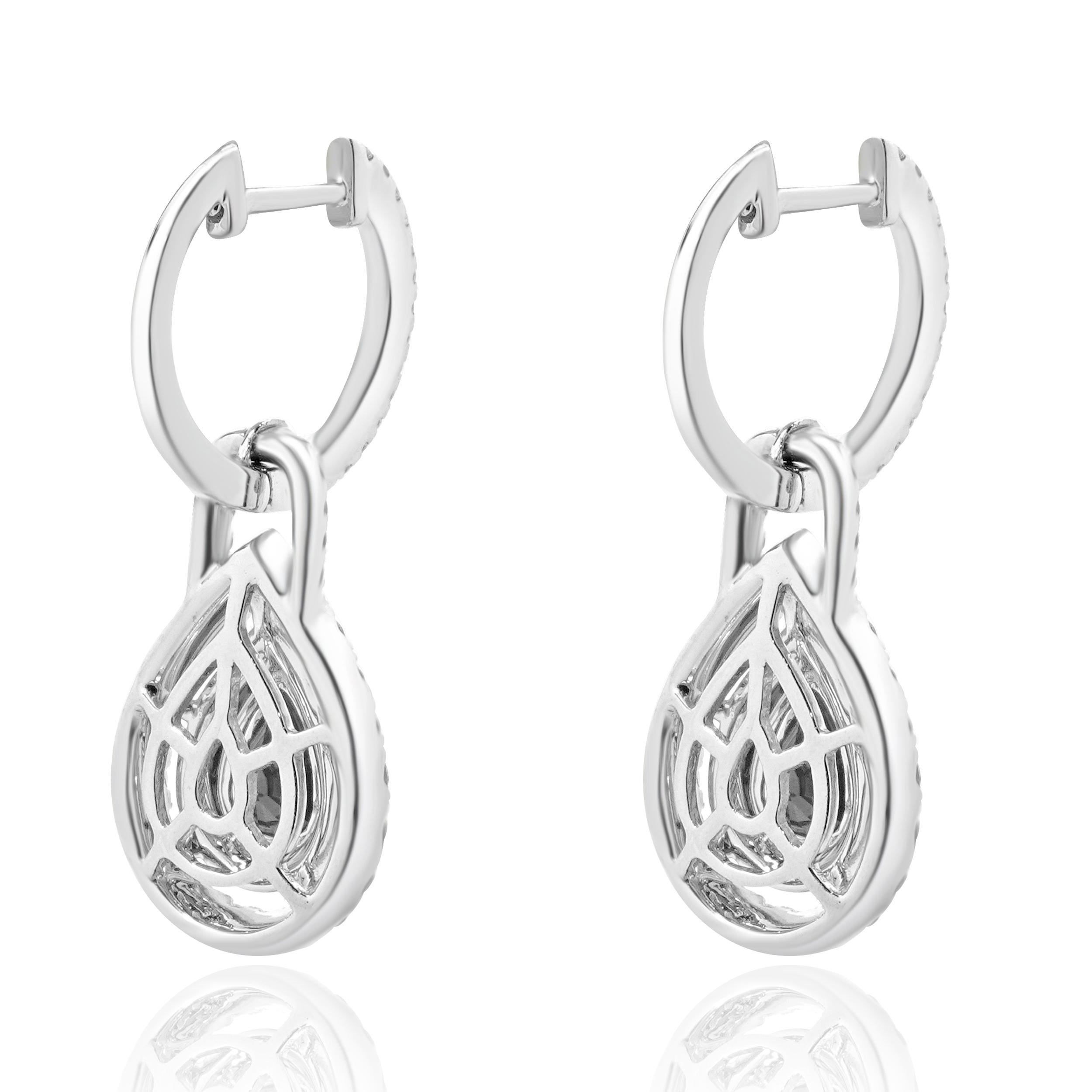 Women's 18 Karat White Gold Ruby and Diamond Drop Earrings