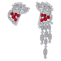 18 Karat White Gold Ruby and Diamond Earrings