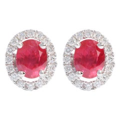 18 Karat White Gold Ruby and Diamond Earrings