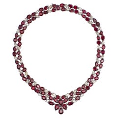 18 Karat White Gold Ruby and Diamond Necklace 'Collier'