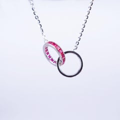 18 Carat White Gold Ruby and Diamond Necklace