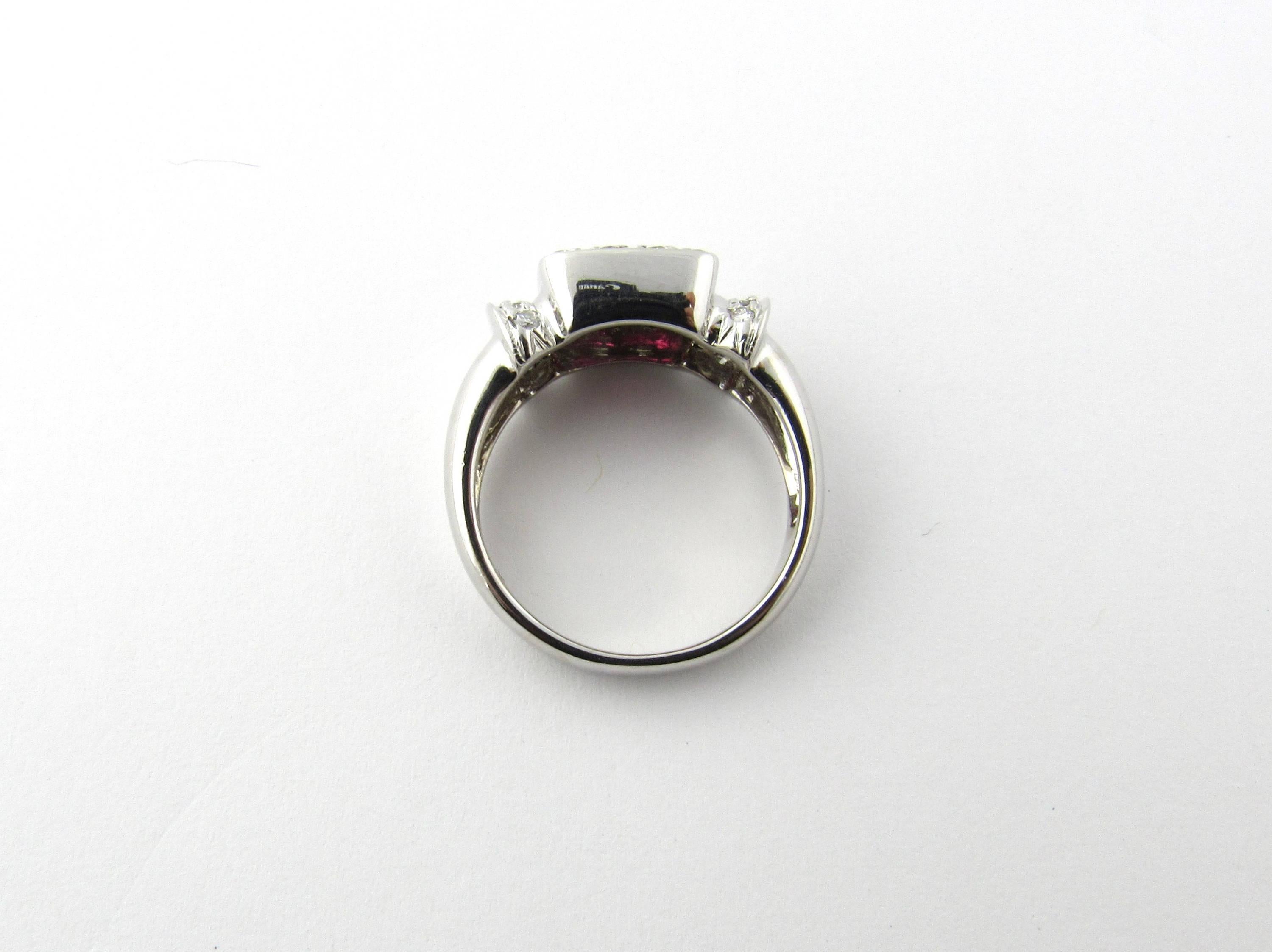 18 Karat White Gold Natural Ruby and Diamond Ring In Excellent Condition For Sale In Washington Depot, CT