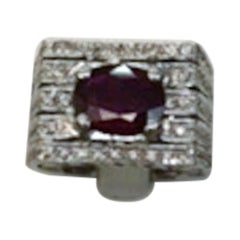 18 Karat White Gold Ruby and Diamond Ring