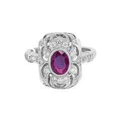 18 Karat White Gold Ruby and Diamond Ring