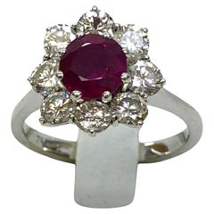 Vintage 18 Karat White Gold Ruby and Diamond Ring