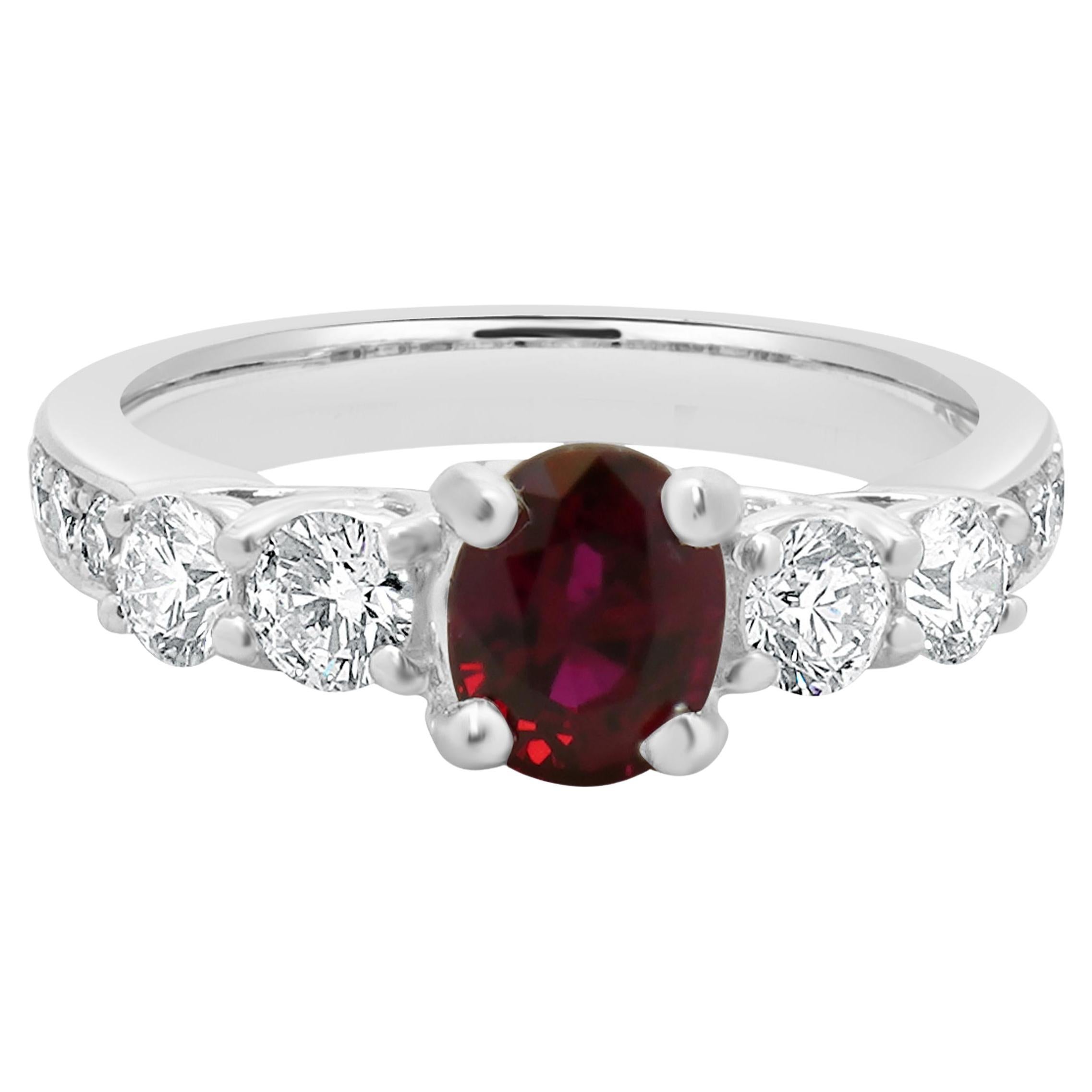 18 Karat White Gold Ruby and Diamond Ring For Sale