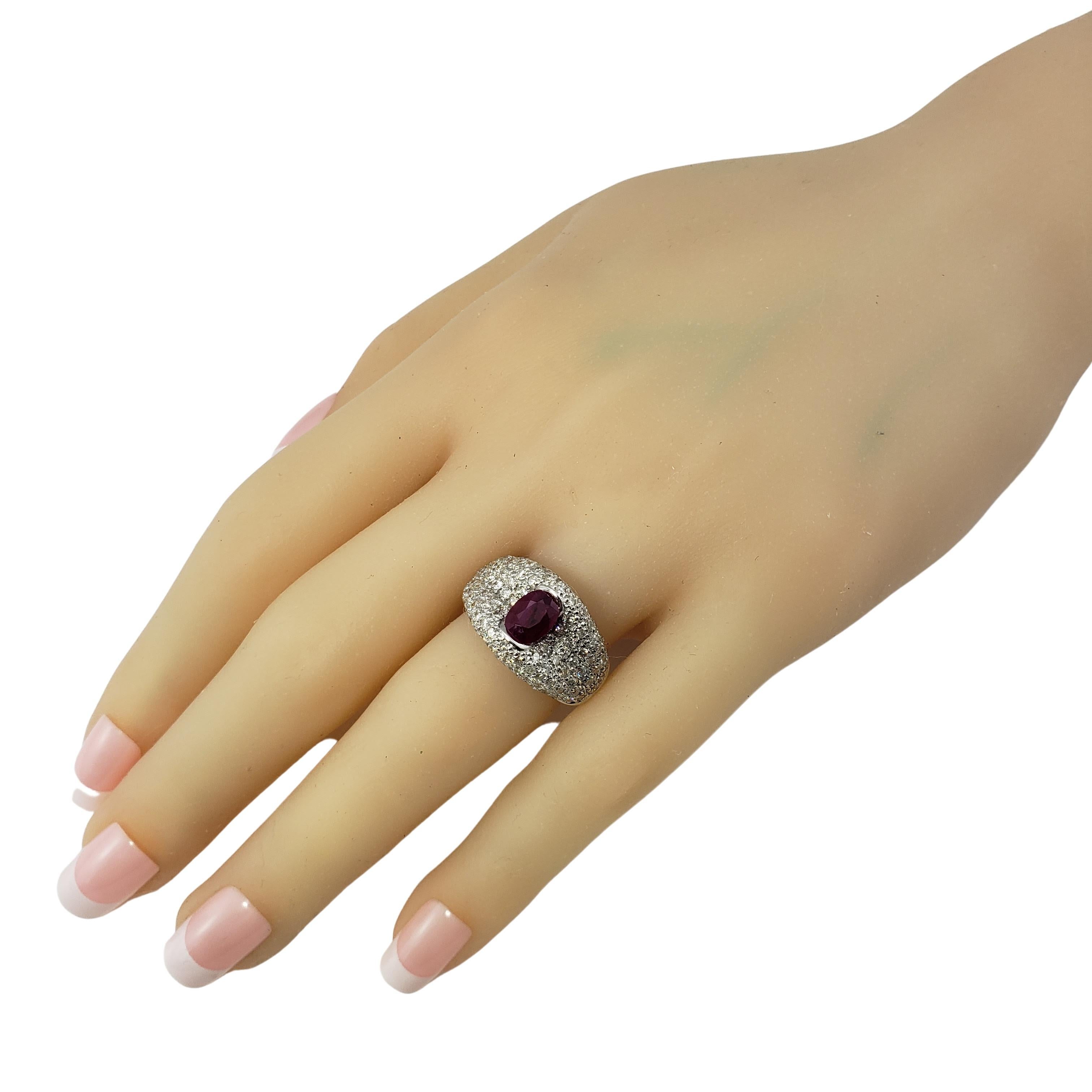 18 Karat White Gold Ruby and Diamond Ring For Sale 3
