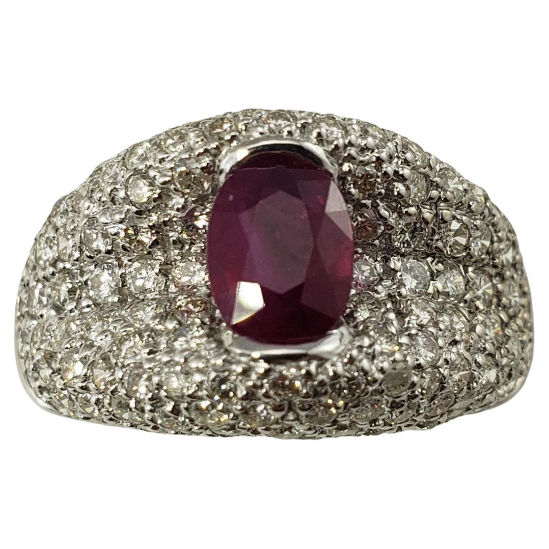 18 Karat White Gold Ruby and Diamond Ring For Sale