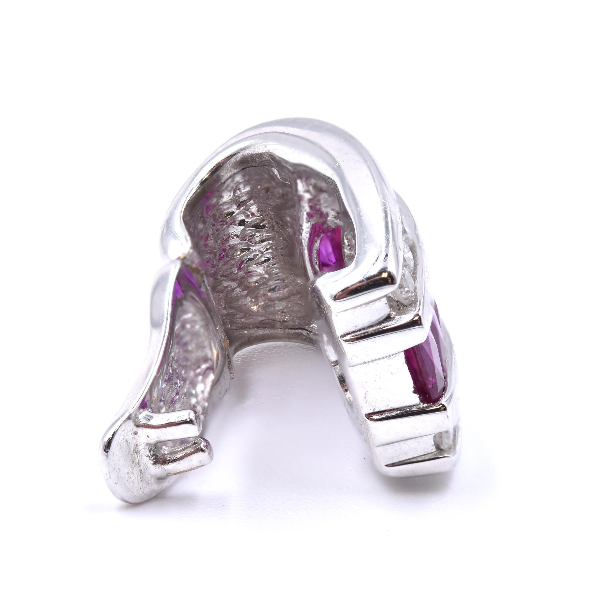 18 Karat White Gold Ruby and Diamond Slide Pendant In Excellent Condition For Sale In Scottsdale, AZ