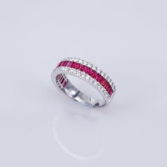 18 Carat White Gold Ruby and Diamond Small Eternity Ring