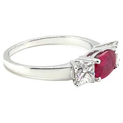 18 Karat White Gold Ruby and Diamond Trilogy Ring