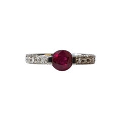 18 Karat White Gold Ruby and Diamonds Ring