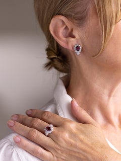 18 Karat White Gold, Ruby & Diamond Earring & Ring Suite